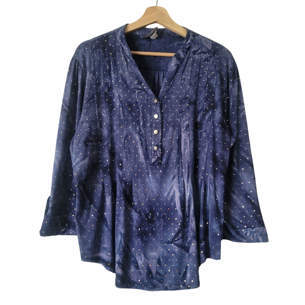 Cocomo Unique Vintage Sequined Top Size Petite XL in Blue
